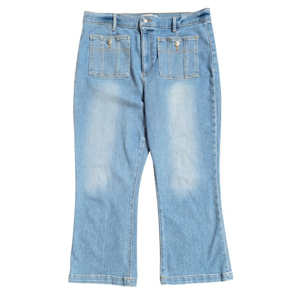 LOFT Patch Pocket Kick Crop Jeans in Bright Vintage Light Wash Retro Look 765053